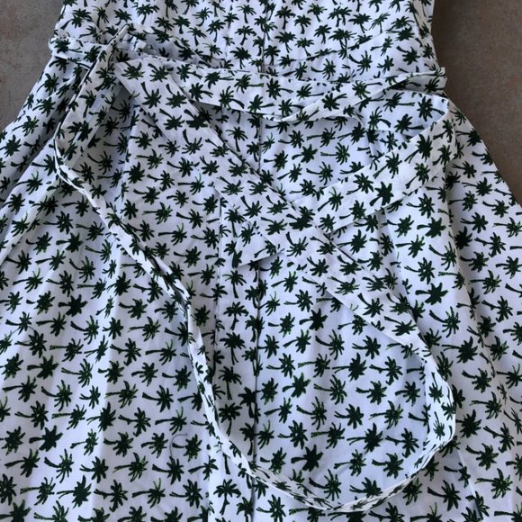 Milly Palm Tree Cotton Front Tie Midi Tea Dress - Picture 3 of 4